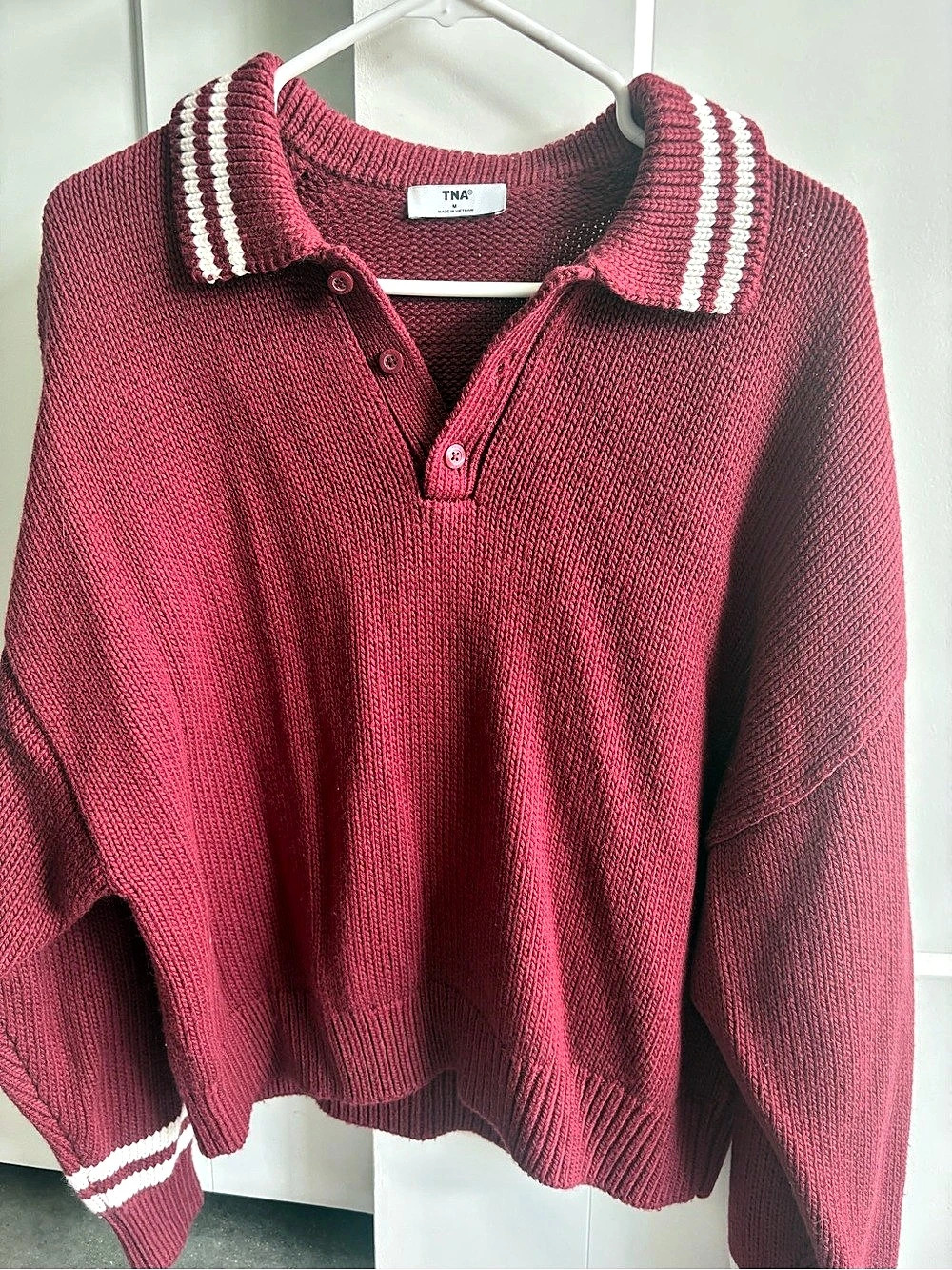 TNA Striped Sweater in Red